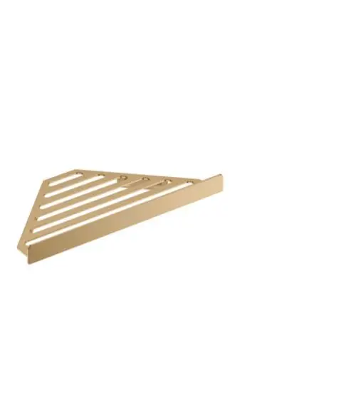 Seifenkorb aus gebürstetem Bronze-Finish, mit mehreren Rillen für die Ablage. Produkt von Hansgrohe, geeignet für Badezimmer oder Kücheneinrichtungen.
